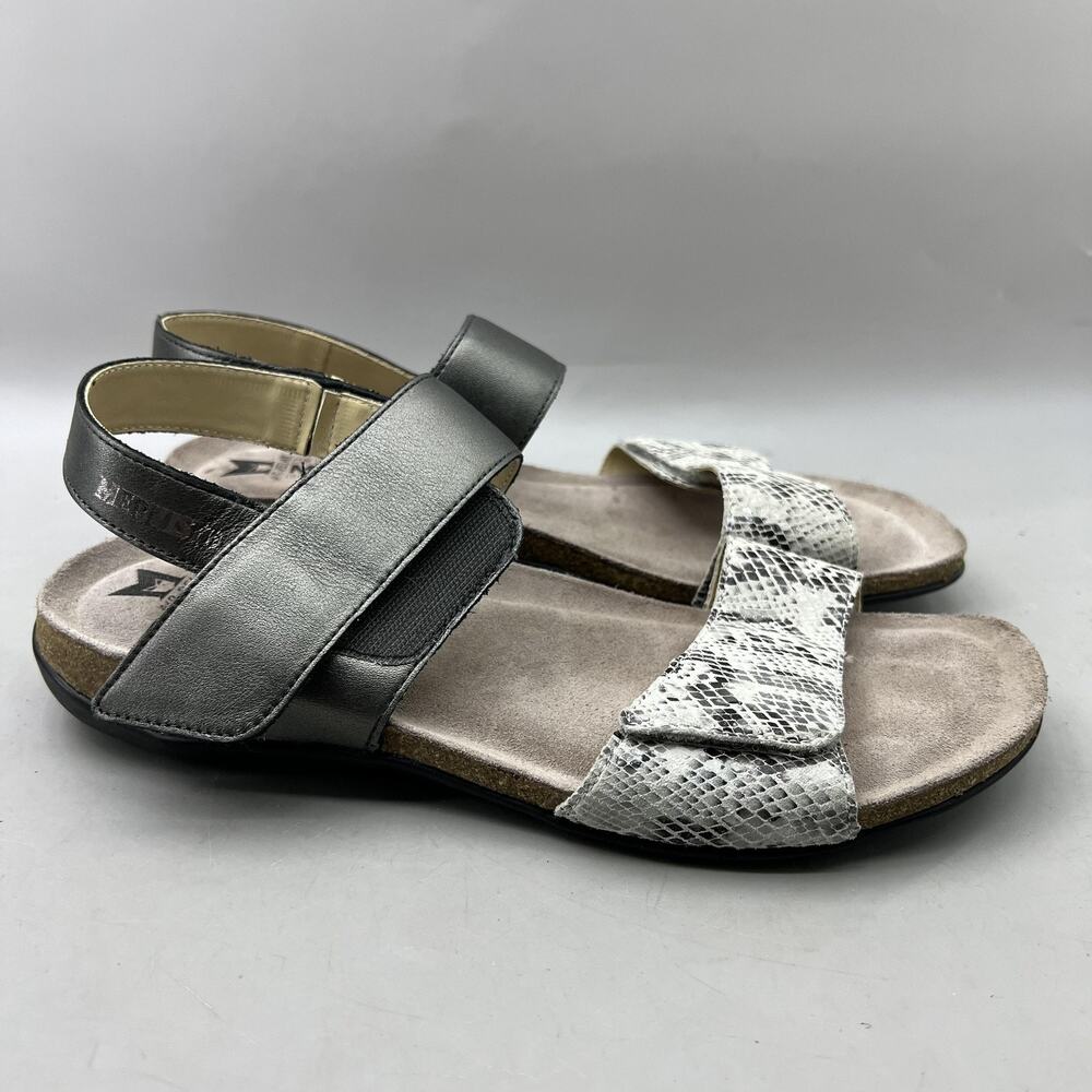 Mephisto Agave Sandals Women's 9 US, 40 EU Gray Snake Print Leather Comfort Shoe